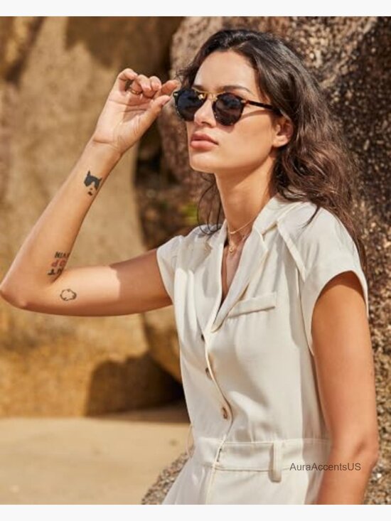 Retro Double Bridge Polarized Sunglasses for Small Face UV Protection